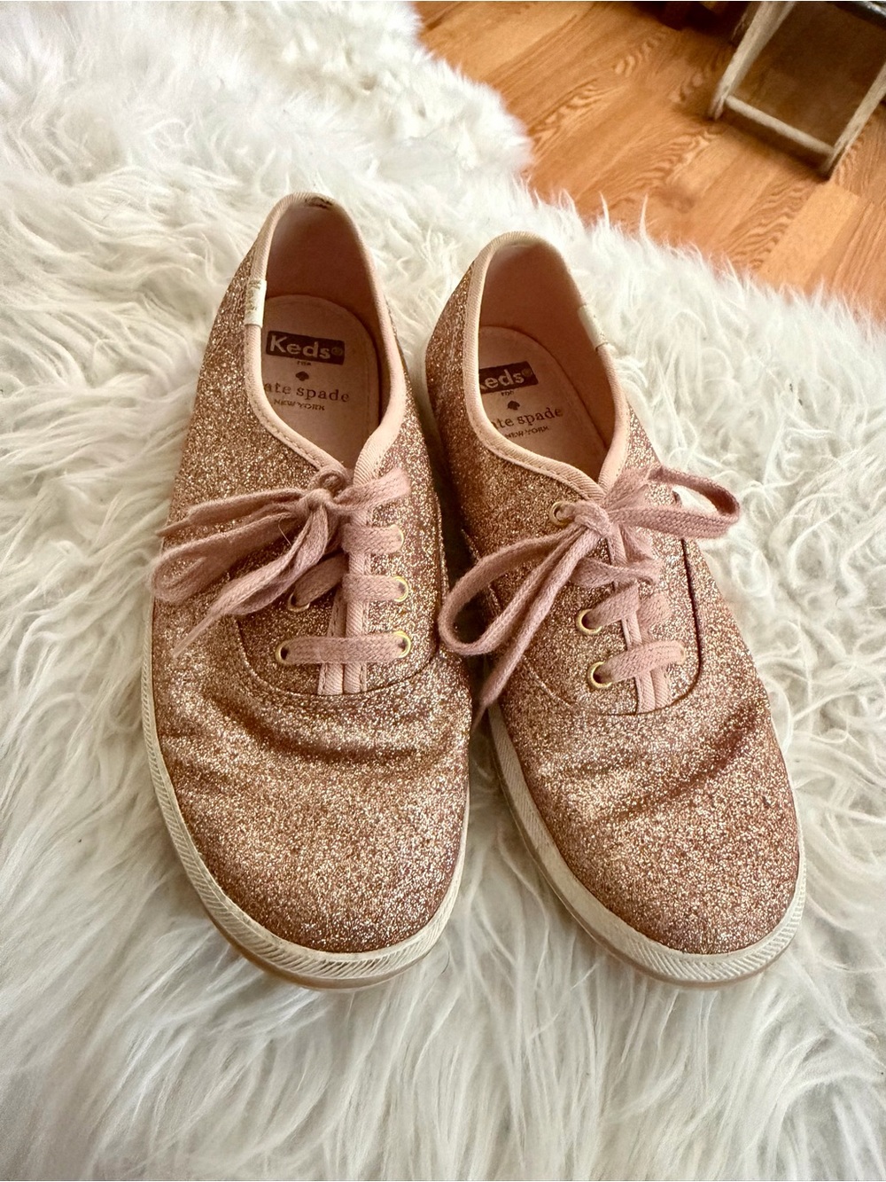 Keds X  Kate Spade Rose Gold Glitter Sneakers